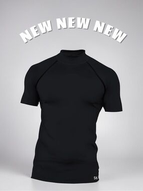 Red Plume Men’s Compression Mock Turtleneck Shirt - Black XXL